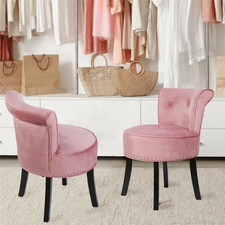 Velvet Vanity Stool with Low Back Small Upholstered Makeup Chair Dressing Table