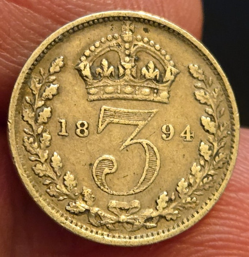 1894 Great Britain Victoria Sterling Silver Threepence.