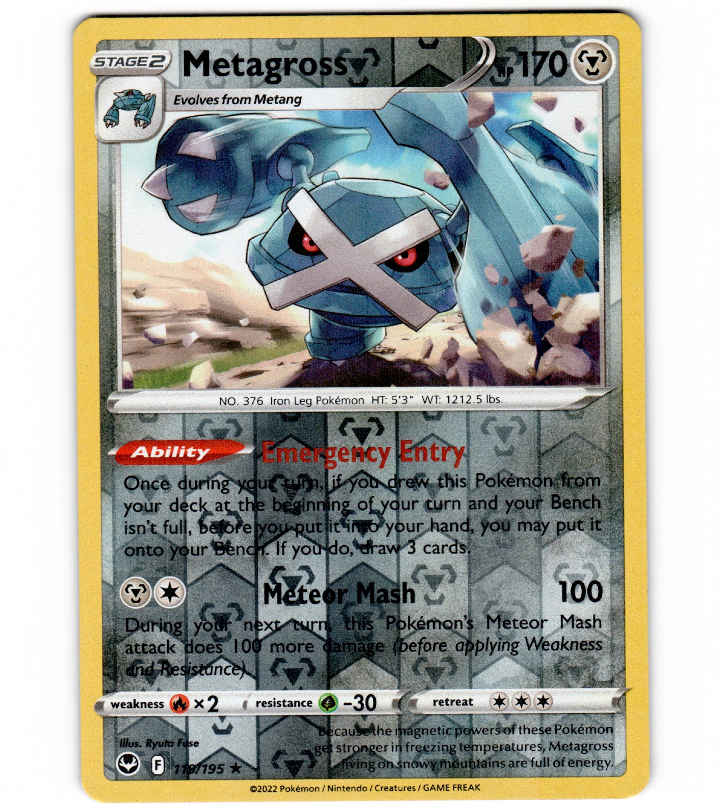 Metagross 119/195 SWSH12: Silver Tempest Reverse Holo Holo Rare Pokemon