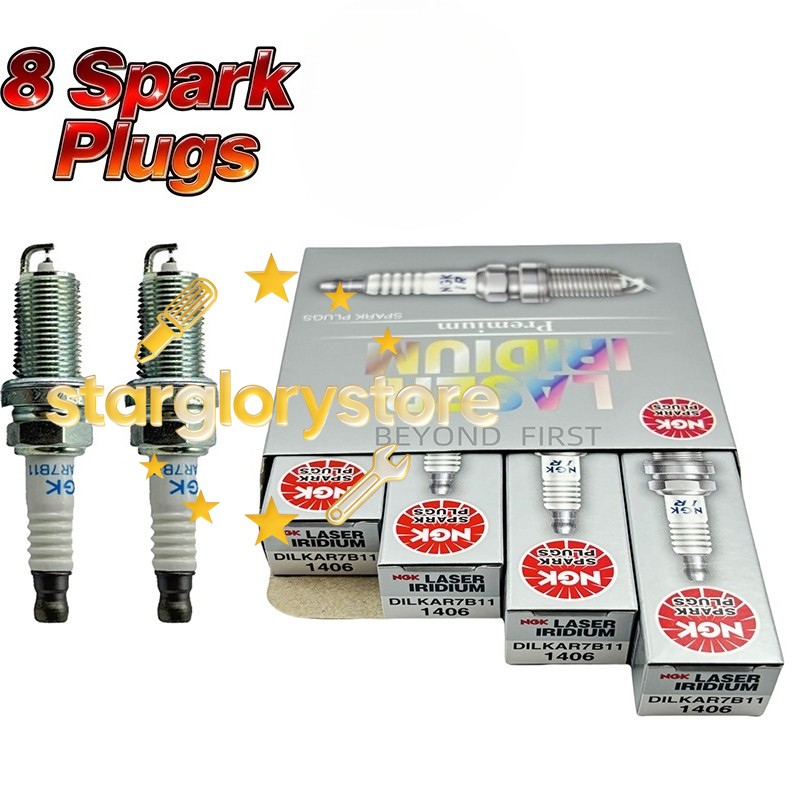 8PCS NEW FIT FOR Spark Plugs NGK Laser Iridium Resistor DILKAR7B11 /1406