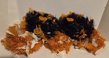 Halloween Tinsel Garland Decor Black Pumpkin Orange Ghost Lot 5 Various Length