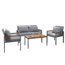 4 Piece Garden Lounge Furniture Set Outdoor Chairs Table Sofa Conservatory Set