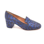 Ladies Banana Republic Jacquard Smoking Pumps 9 M Navy Leopard Fabric Heel Shoes — photo 4