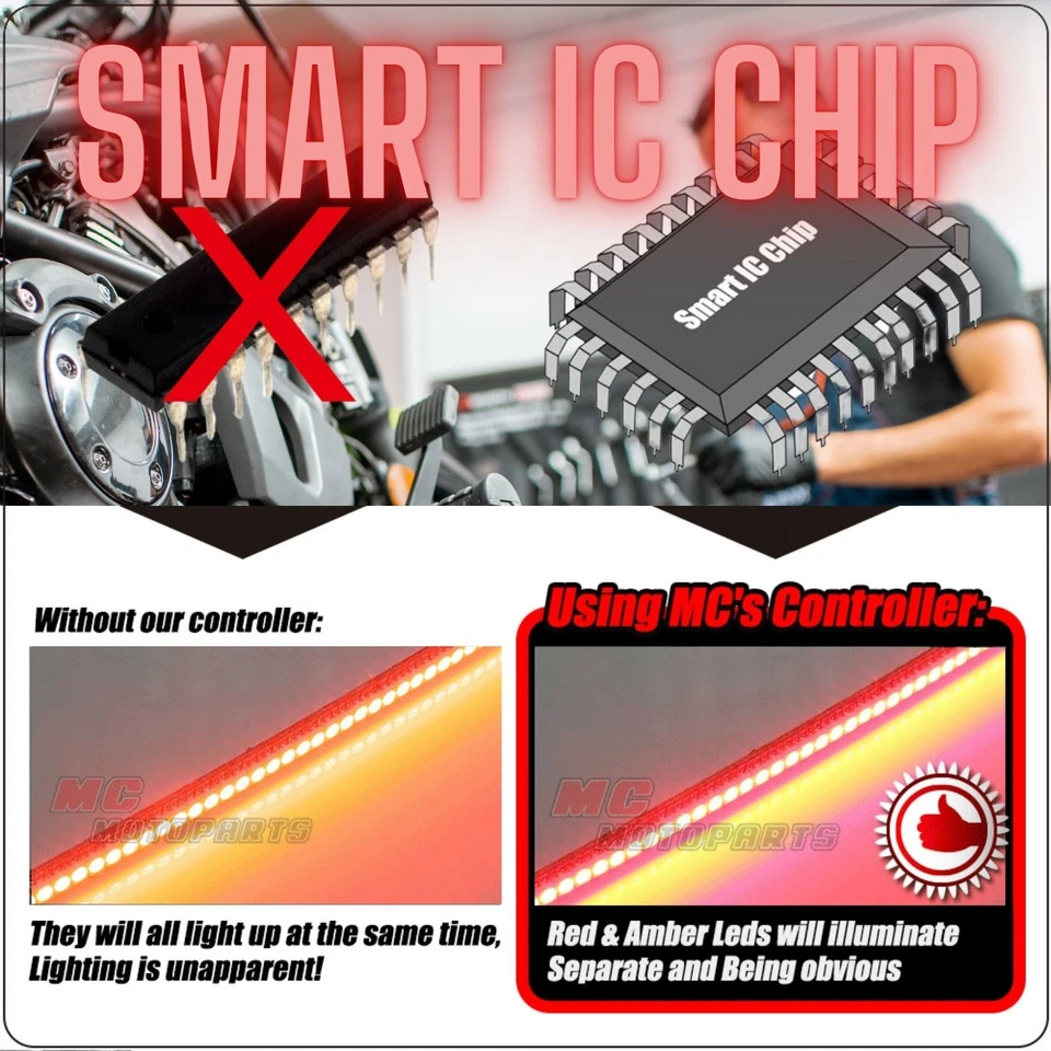 30cm Waterproof LED Turn Signal & Brake Light Strips for Honda Gold Wing, CBR - Image 4 of 4