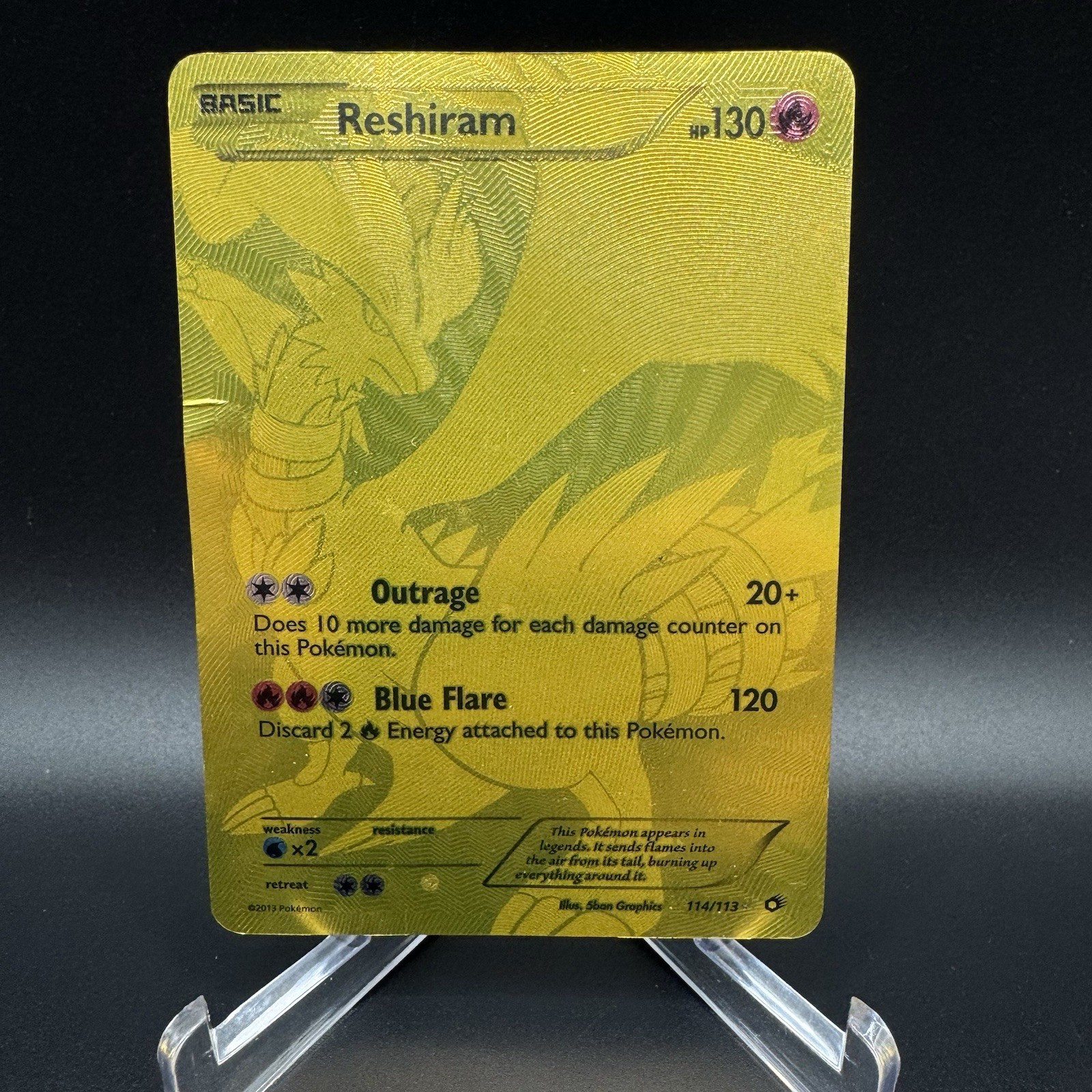 Pokemon Reshiram Full Art Secret Rare Legendary Treasures 114/113 Holo - DMG ⚡️