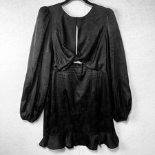 ASTR Label XL Black Floral Cutout Mini Dress Ruffle Whimsygoth Cocktail Party