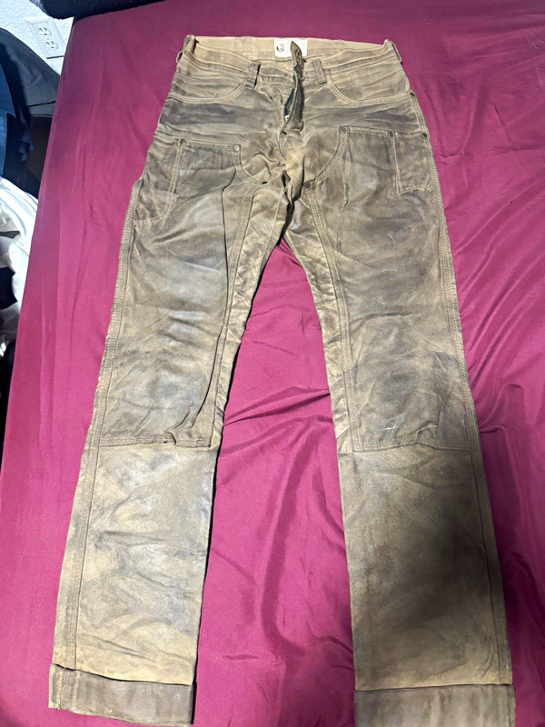 GN.01 WAXED CANVAS FITTED WORK PANT - HAVANA