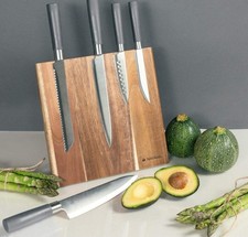 Magnetic Knife Block Holder Wooden Navaris Acacia Wood Brand New no Box