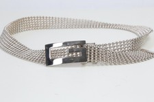 Vintage Silver Ball Chain Belt Metallic Mesh Y2K Boho Statement Size M
