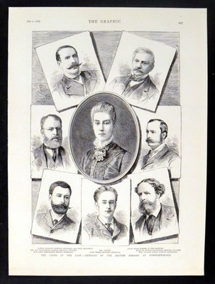 CRISIS IN THE EAST - MEMBERS OF THE BRITISH EMBASSY 1878 VICTORIAN ENGRAVINGS #1