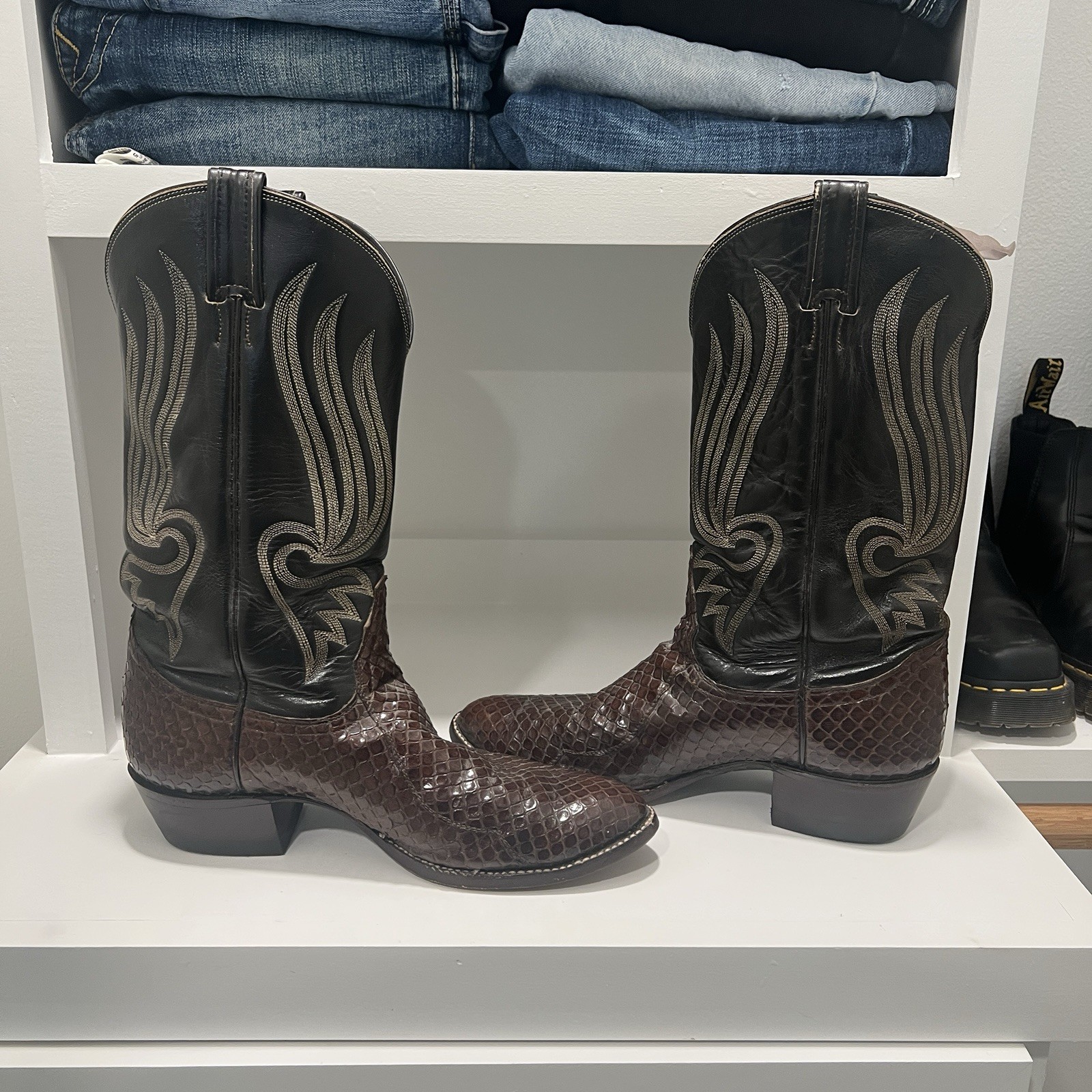 Tony Lama Black Label Brown Python Skin Cowboy Bo… - image 7