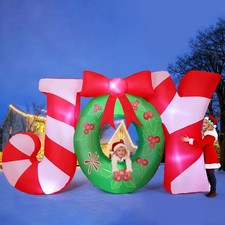 7.3FT Wide Christmas Inflatables Outdoor Decorations Inflatables Joy Blow Ups...