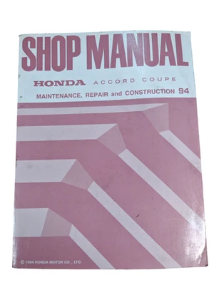 Manuel D'Atelier De Réparation Et D'Entretien Honda Accord Coupe 1994 - Photo 1/4