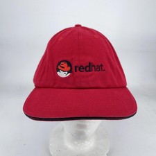 Linux Red Hat Hat Cap Strap Back Mens Red Embroidered Logo Tech Open Source