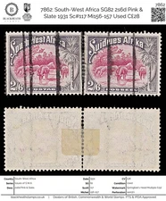 7862: South-West Africa SG82 2s6d Pink & Slate 1931 Sc#117 Mi156-157 Used C£28