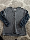 Matilda Jane-435 Gray Waffle Knit Top W/ Geometric Print Sleeves, Size 8 — photo 6