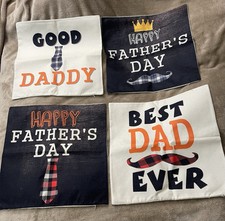 Happy Fathers Day Decorative Throw Pillow Covers - 17  X 17  - 4 - Pack