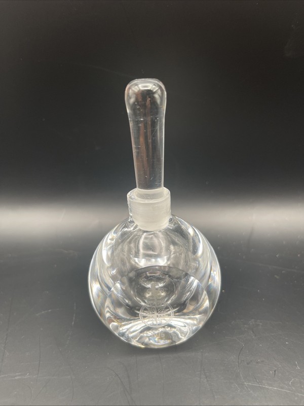 Vintage Orrefors Sweden Round Crystal Ball Perfume Bottle Stopper 1975 Signed