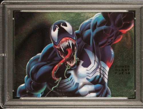 1994 Flair Marvel Power Blast Etched Foil #7 VENOM Eddie Brock Spider-Man PSA 8 view 6