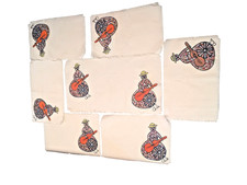 Chile Hand Painted Woman in Florals Guitar Folk Art 1 Table runner  6 placemats