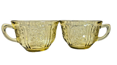Vintage Depression Glass Federal Glass Amber Sharon Cabbage Rose Tea glass 1920s