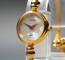 [Near MINT] Vintage GUCCI 2700L Shell Dial Gold Qz Womens Watch New Batt. JAPAN