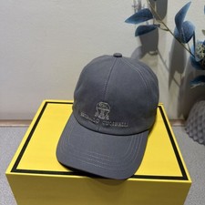 Brunello Cucinelli Embroidered Letter Baseball Cap - Soft Top Large Head Sun Hat