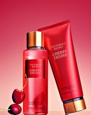 Victoria's Secret Cherry Desire Fragrance Mist Body Spray Lotion DUO Set New