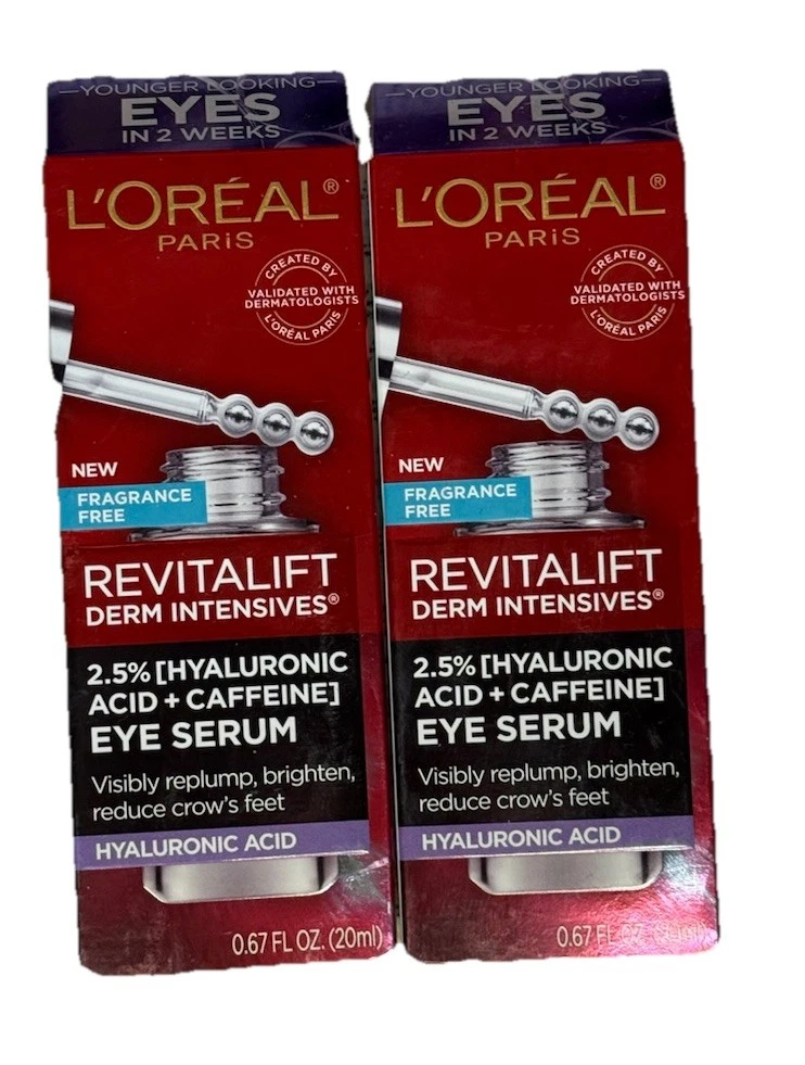 L'Oreal Revitalift Derm Intensives Brightening Eye Serum 0.67oz Lot of 2! NEW!