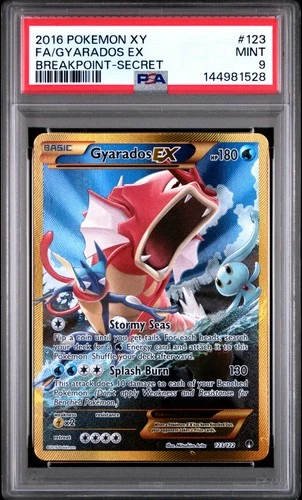 2016 POKEMON XY BREAKPOINT SECRET #123 FULL ART/GYARADOS EX PSA 9