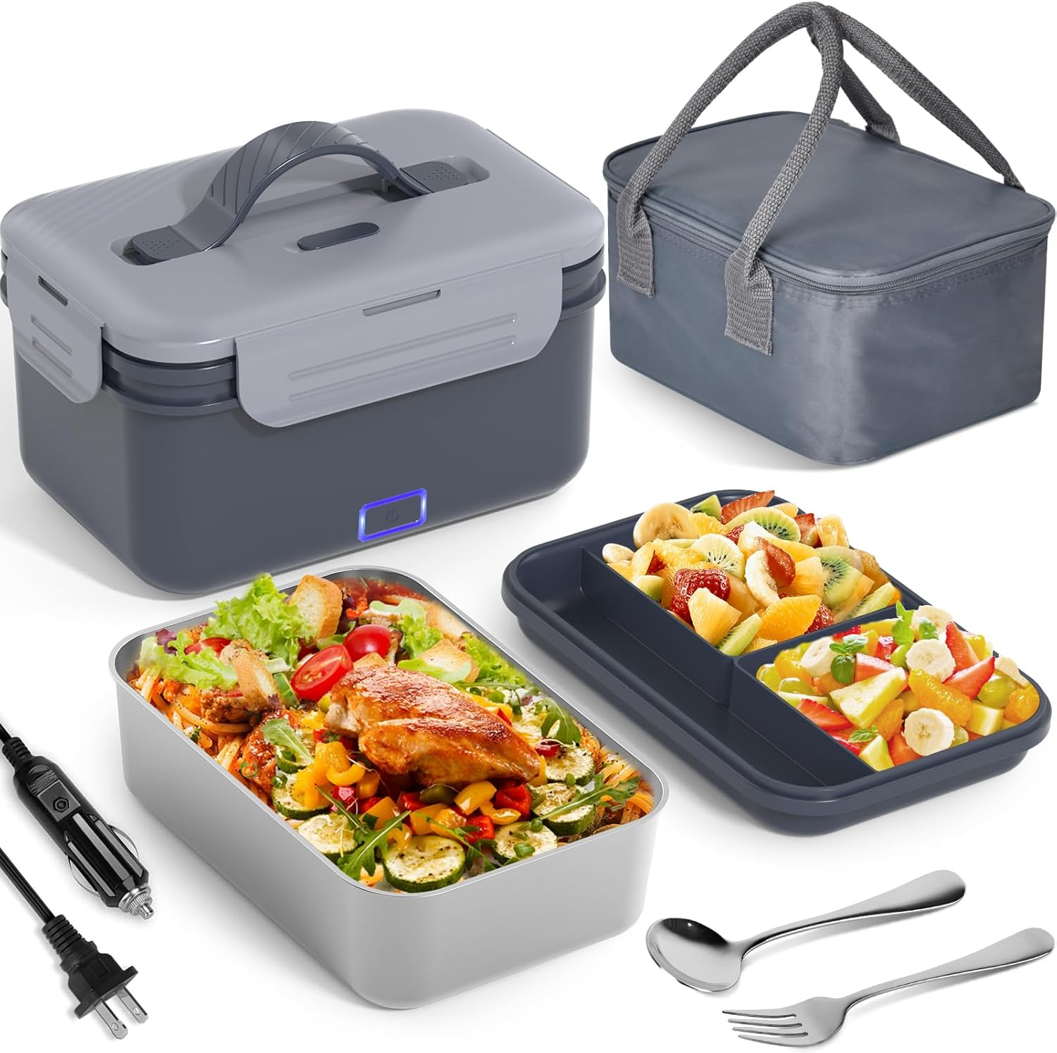 Portable 100W Electric Lunch Box for Adults - Heated Food Container for Car, Truck, Home & Office