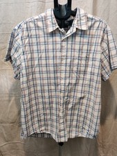 Vintage Route 66 Shirt Men's Size XL Plaid Button Up Short Sleeve 100 Cotton