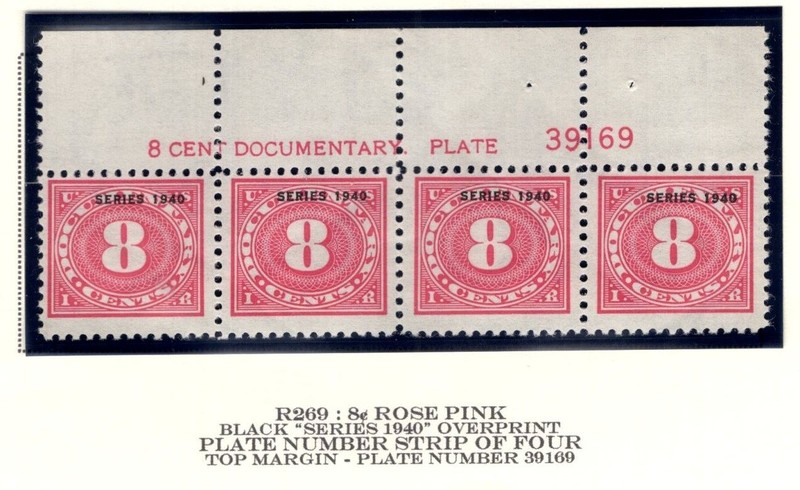 U.S. - R269 - Plate Number Strip of 4 - Very Fine - Never Hinged