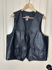 Hillside Leather Biker Vest Sz 44 Black Made In USA Motorcycle Cowboy Western