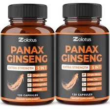 Korean Red Panax Ginseng w/ Ginkgo Biloba Ashwagandha, Beetroot, Total 240 CAPS