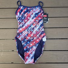 TYR Women's Durafast Elite Red/white/blue Homeland Trinityfit Swimsuit Sz 30 New