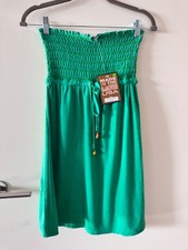 CUTE JUICY COUTURE TERRY TOWELLING SMOCKED BEACH DRESS IN BRIGHT JADE GREEN S