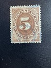 US Scott #J4 5c Postage Due Stamp- Used, Hinged- SCV $70 — photo 1