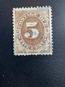 US Scott #J4 5c Postage Due Stamp- Used, Hinged- SCV $70