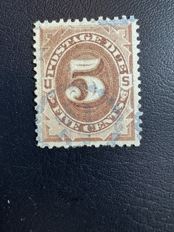 US Scott #J4 5c Postage Due Stamp- Used, Hinged- SCV $70