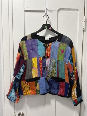 Kori Bali Collection Jacket Womens Plus Size Multicolor Patchwork Batik Boho