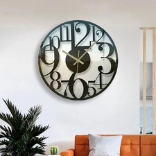 12inch Circular Glass Decorative Wall Clock Silent Acrylic Modern Home Office