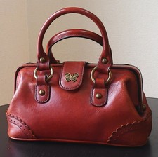 ANNA SUI Doctor's Bag Brown Handbag Butterfly Boston Vintage look