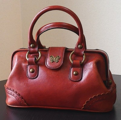 ANNA SUI Doctor's Bag Brown Handbag Butterfly Boston Vintage look