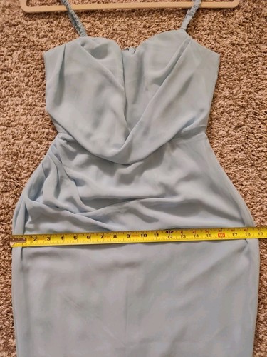 House Of CB Jamille Baby Blue Draped Corset Midi Dress - Medium NEW - Picture 15 of 16