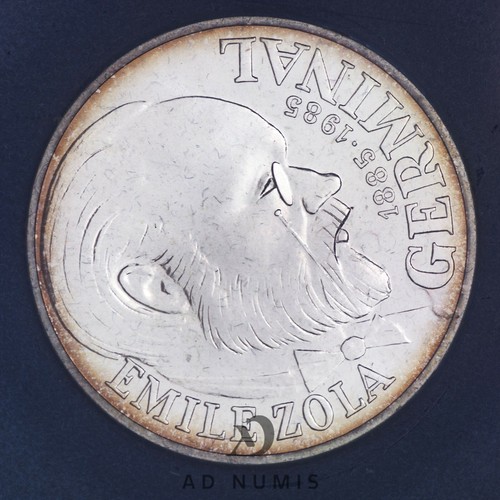 France 100 Francs 1985 Emile Zola Argent Coffret BU sans certificat monnaie - Imagen 2 de 5