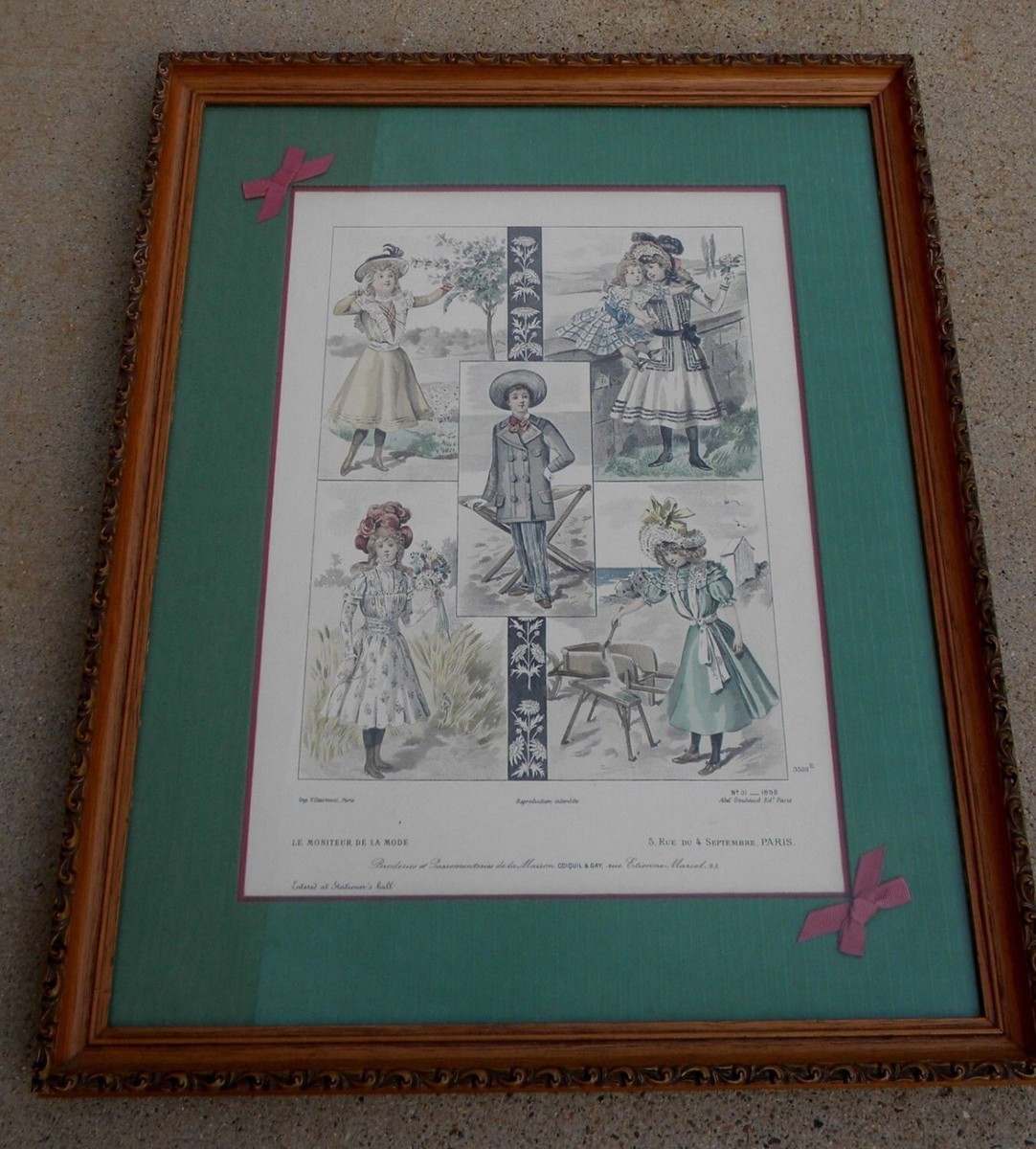 Pair 1899 LE MONITEUR DE LA MODE Paris Children Fashion Etching