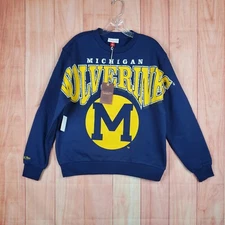 Mitchell & Ness Mens Sweatshirt Small Navy Blue University of Michigan