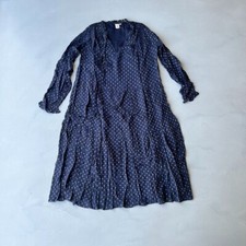 Anthropologie Seen Worn Kept Metallic Spot Tiered Midi Dress. Blue/Gold. UK 8.