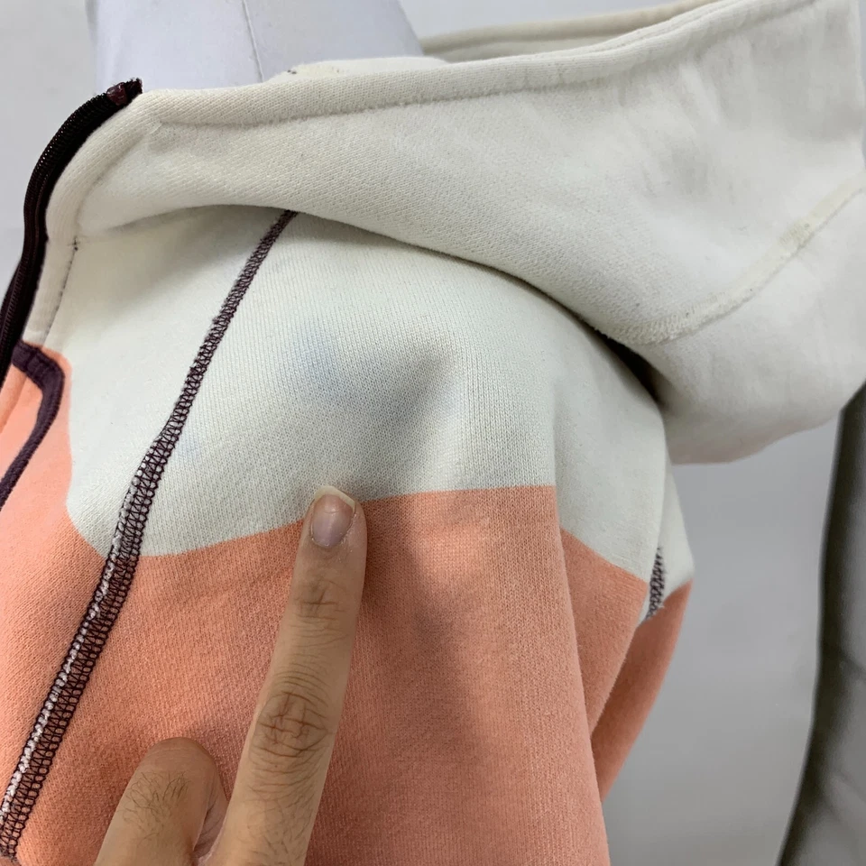 Chaqueta con Capucha Lululemon Remix Para Mujer 2/4 Rayas Cremallera Completa Forrada de Vellón *RARA Foto 4 de 4